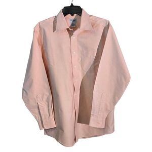LL Bean Men's Pink Button Up Dress Shirt Wrinkle Resistant Size 15 1/2 - 33